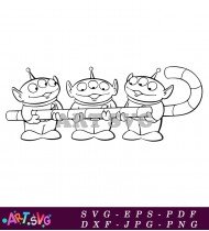 Three Eyed Aliens Toy Story Coloring Page SVG