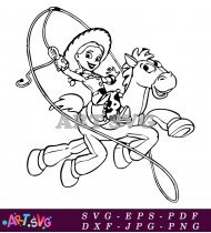 Woody Lassoing Bull Toy Story Coloring SVG