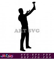 Person Holding A Trophy Up In Air SVG 1