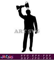 Golden Award Trophy Cup Vector Silhouette Design SVG