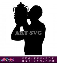 Football Trophy With Player Silhouette SVG