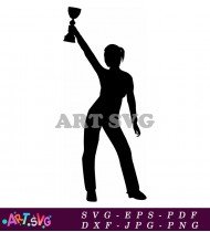 Silhouette Of Trophy With Player SVG