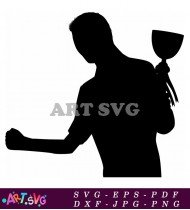 Man Silhouette Holding Trophy Sports Celebration SVG 1