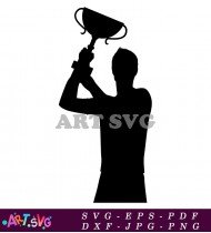 Silhouette Of Person Holding Up Trophy SVG 1