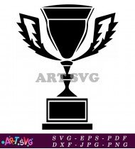 Black And White Trophy With Wings Illustration SVG