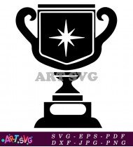 Black Trophy with Star and Base SVG