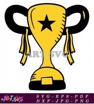 Gold Trophy With Star In Center Design SVG