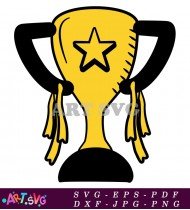 Gold Trophy Award With Star In Center SVG