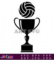 Winner Trophy With Volleyball Award SVG 1