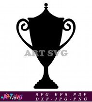 Trophy Silhouette With Gold Stars On Top SVG 1