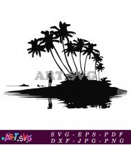 Tropical Silhouette Palm Tree Sunset Beach SVG