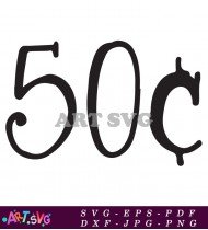 Large Black and White 50 Cents Design SVG