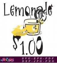 Lemonade Glass Graphic Design with Dollar SVG