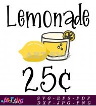 Printable Lemonade Stand Price Tag 25 Cents SVG