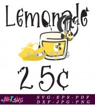 Vintage Lemonade Stand Sign With 25 Cents Price SVG