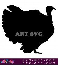 Silhouette Of Turkey Bird With Ruffles SVG