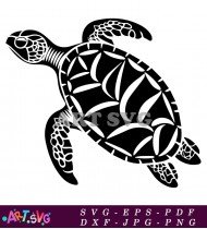 Black And White Sea Turtle Illustration SVG