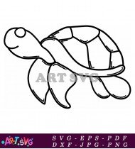 Simple Sea Turtle Cartoon Illustration SVG 2