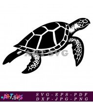 Black Sea Turtle Silhouette Image Clipart SVG