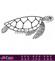 Black and White Sea Turtle Silhouette Image SVG