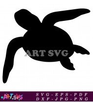 Sea Turtle Silhouette Design Black And White SVG