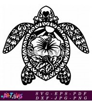 Ornate Sea Turtle with Floral Pattern SVG