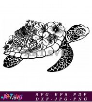 Ornate Turtle with Flowers on its Shell SVG