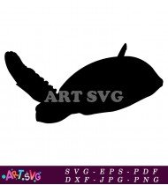 Black And White Sea Turtle Silhouette Clipart SVG 2