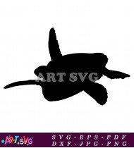 Black And White Sea Turtle Silhouette Clipart SVG 4