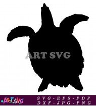 Black And White Sea Turtle Silhouette Clipart SVG 16