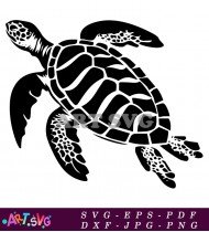 Black And White Sea Turtle Silhouette Clipart SVG 20