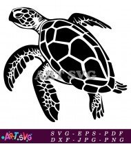 Black And White Sea Turtle Silhouette Clipart SVG 21