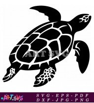 Sea Turtle Silhouette Clip Art Vector Illustration Graphic SVG 1