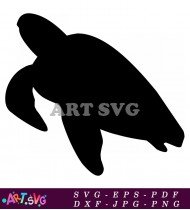 Sea Turtle Silhouette Black And White Vector Art SVG