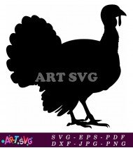 Turkey Black Silhouette Clip Art Feathered Wings SVG 1