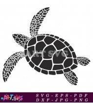 Black and White Sea Turtle Clipart SVG