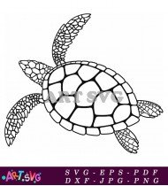 Sea Turtle Silhouette Clip Art PNG SVG 1