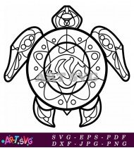 Ornate And Detailed Sea Turtle Design SVG