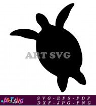 Simple Black And White Sea Turtle Clipart SVG