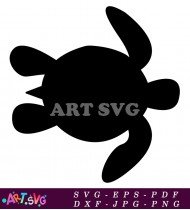 Sea Turtle Silhouette with Detailed Shell SVG