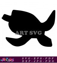 Black Silhouette Of A Sea Turtle Swimming SVG