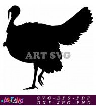 Black Silhouette Turkey With Tail Feathers Spread SVG