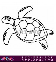 Black Silhouette Of A Sea Turtle Animal SVG