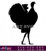 Black Bird Silhouette With Spreading Tail SVG