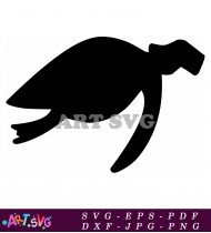 Silhouette Of A Sea Turtle Swimming SVG 2