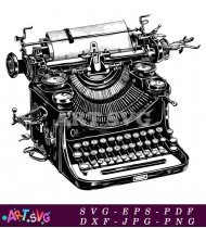 Black And White Antique Typewriter Design SVG 2