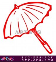 Umbrella clip art outline in red SVG