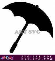 Simple Black Umbrella Symbol with Black Handle SVG