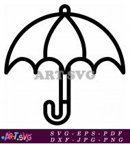 Black Umbrella with White Outline for Protection SVG