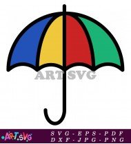 Multi Colored Striped Umbrella Illustration SVG